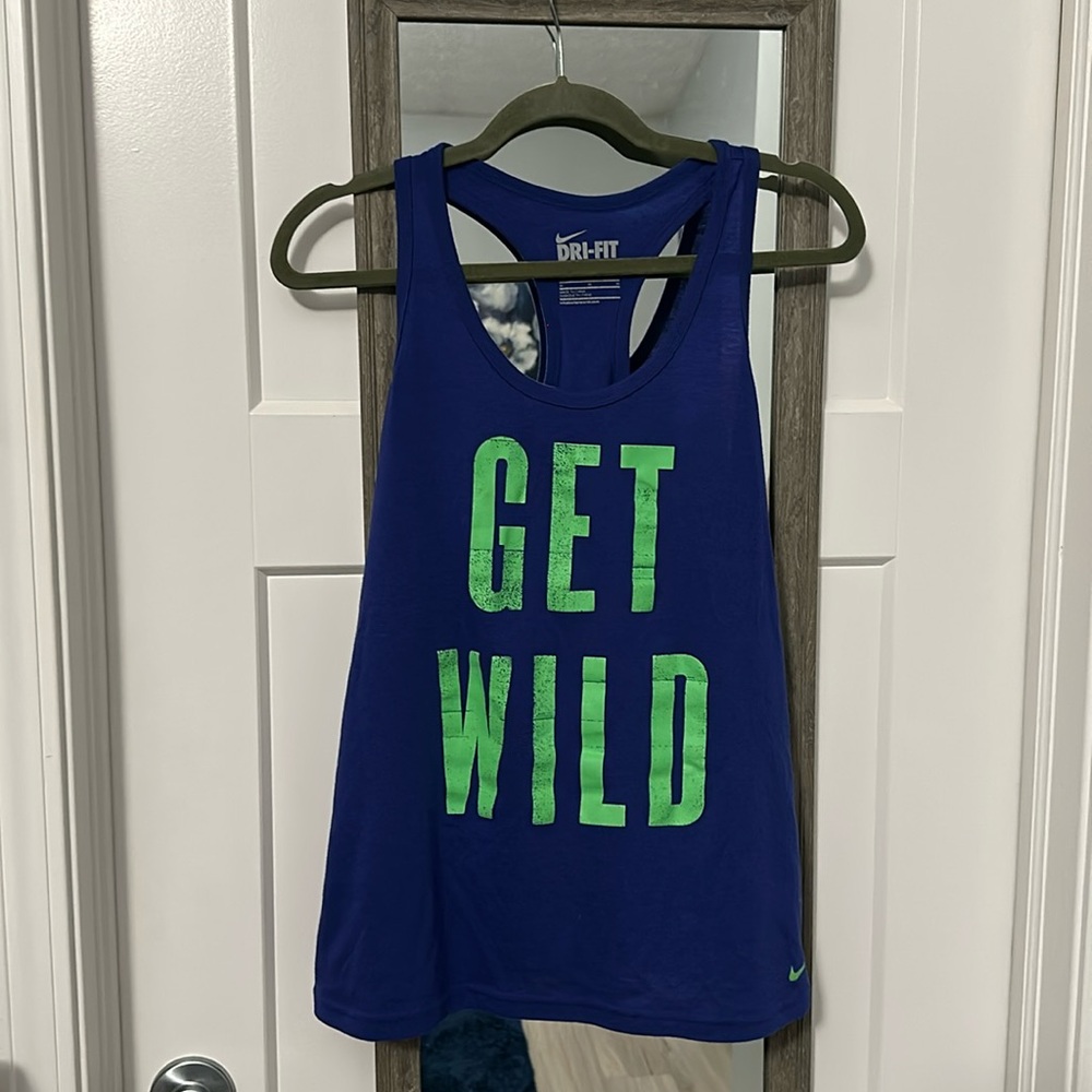 Nike dri fit blue and green racer back style tank top size medium!